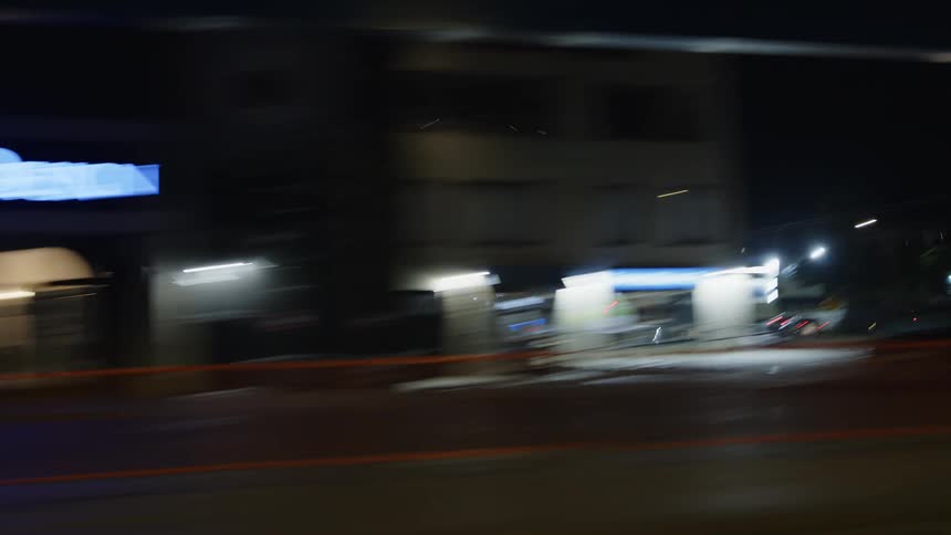 The city streets are dark at night