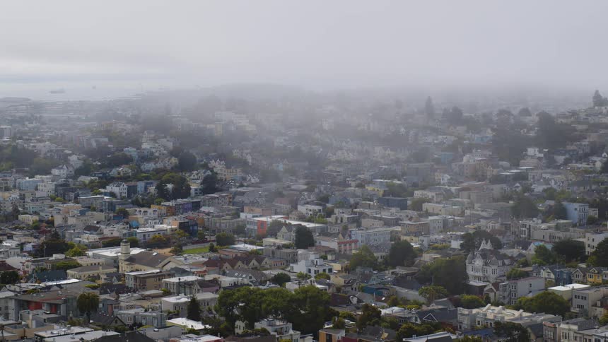 Panorama of an urban city on a cloudy day