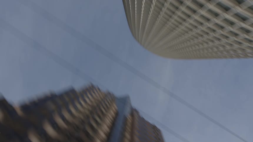 The tall buildings have many rows of windows