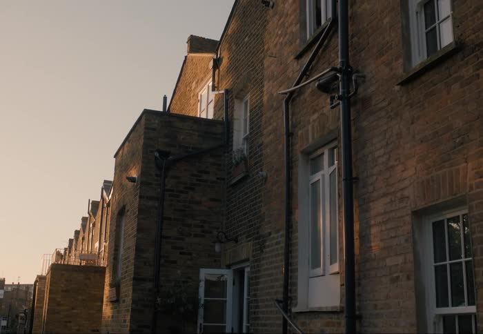 Traditiona London terrace at sunset