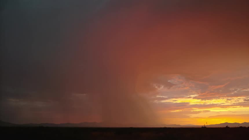 Red sky with storm and thunder