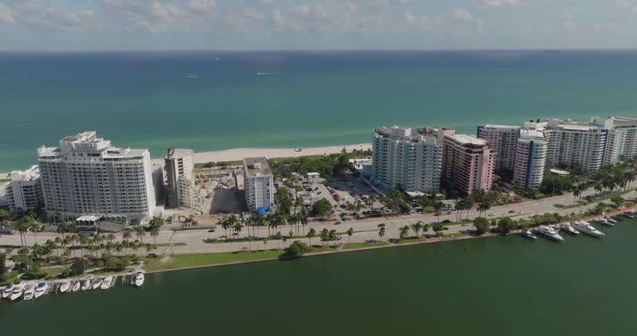 An aerial view of a vibrant coastal city in florida the coast stretches toward the horizon