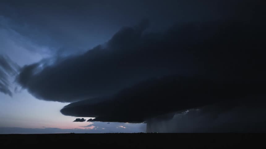 Heavy rain and lightning is pouring from the clouds