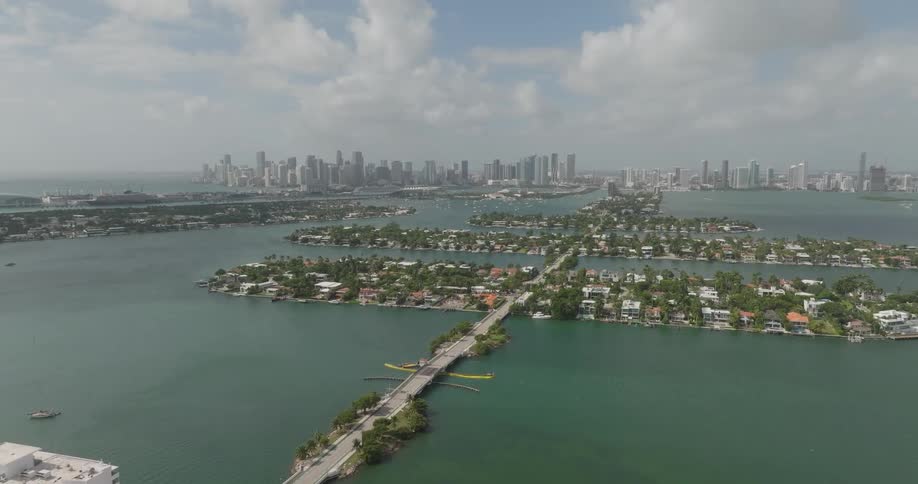 Aerial scenery of a seaside metropolis