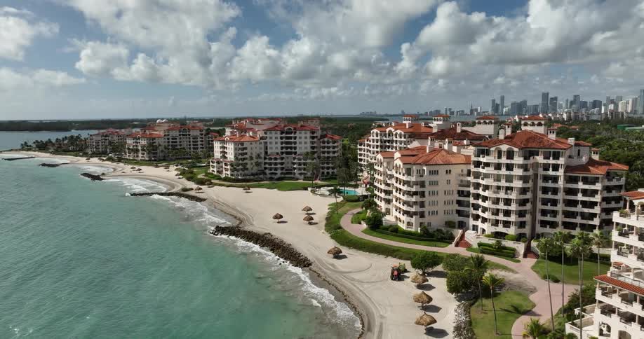 Panorama of seaside hotels and resorts