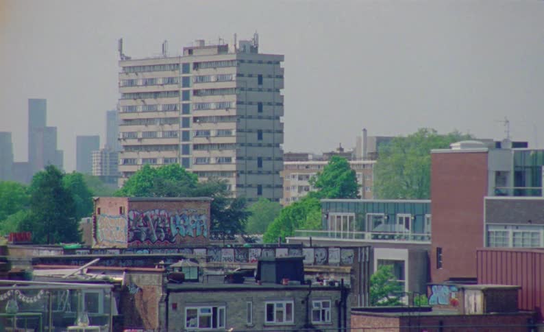 A citys skyline at daytime