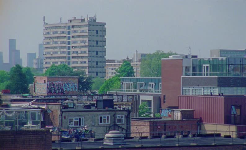 A citys skyline at daytime