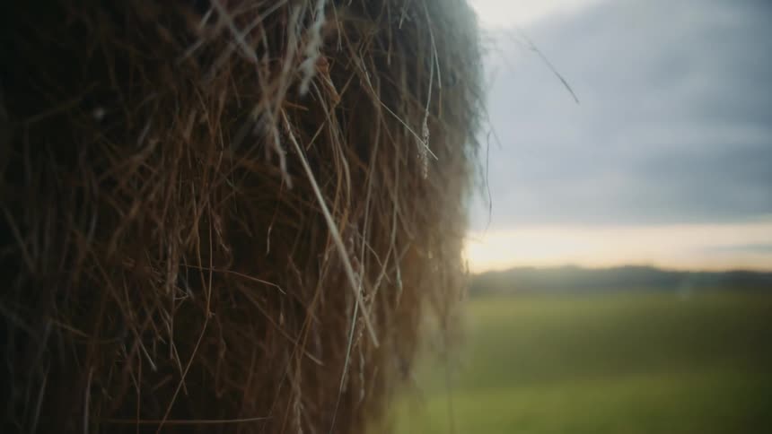 Hay stack at dusk