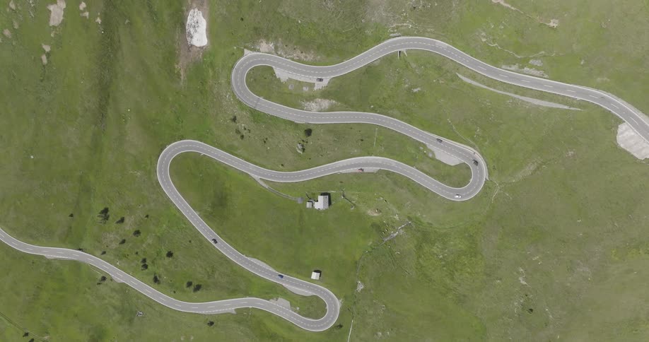 Aerial view of a winding road
