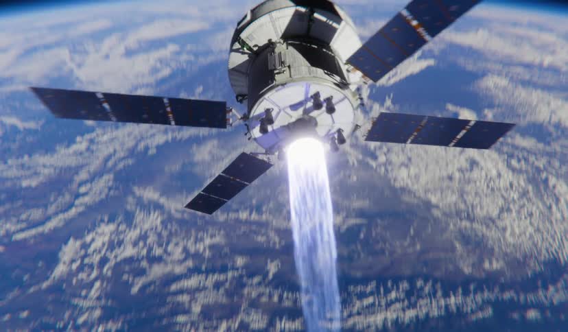A satellite orbiting earth