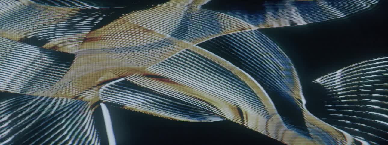 Lines cross and twist around each other to create new patterns before glitching