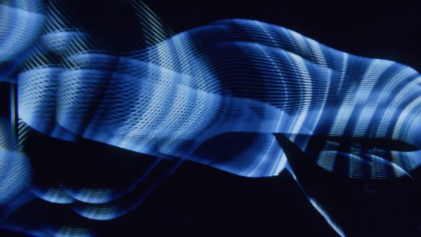 Abstract pattern of wavy and blue lines on a dynamic dark background