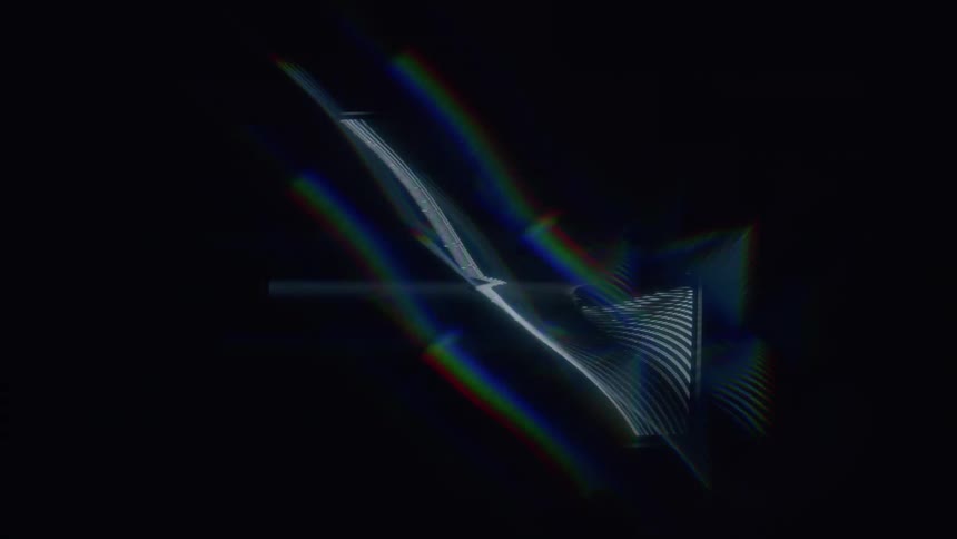 Abstract projection of patterns in blue tones on a black background