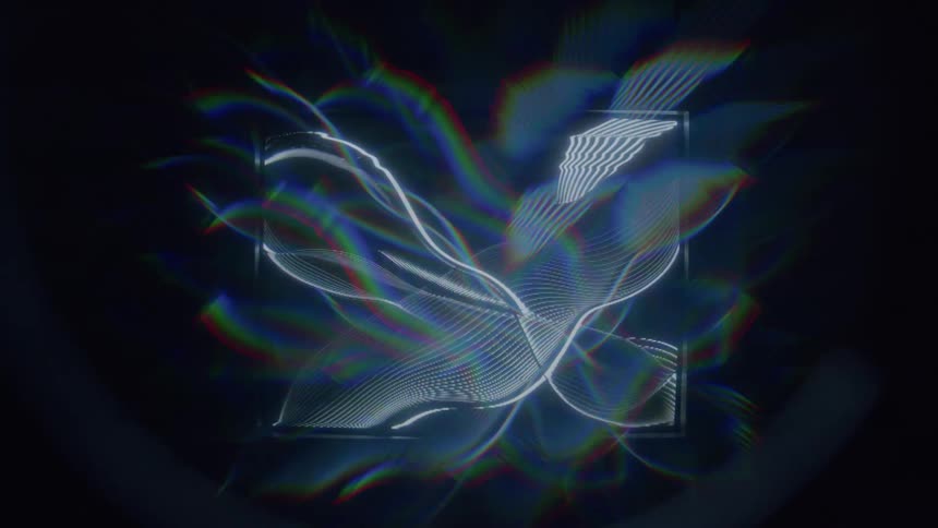 Abstract pattern of wavy blue lines on a dark background