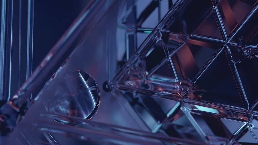 Glistening prism rotates inner parts thickening individual bars