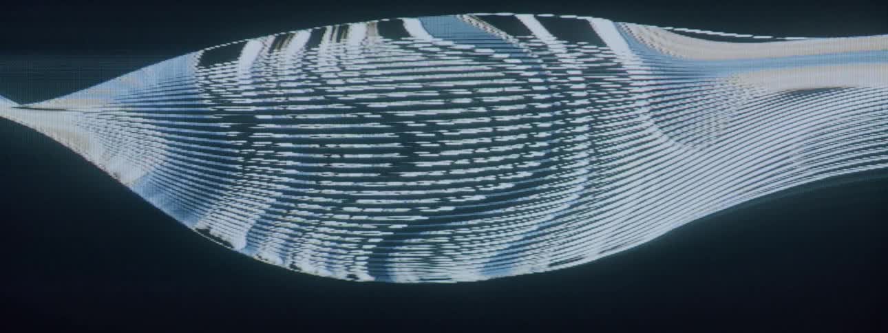 Lines weave in and out of each other with interruptions of static