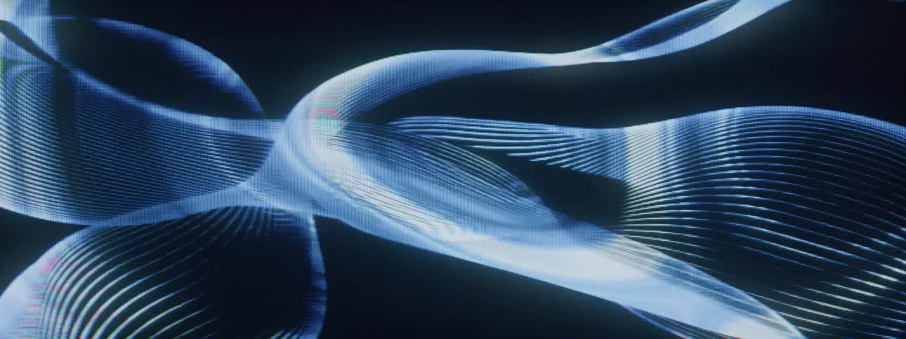 Pattern of wavy and blue lines on a dynamic dark background
