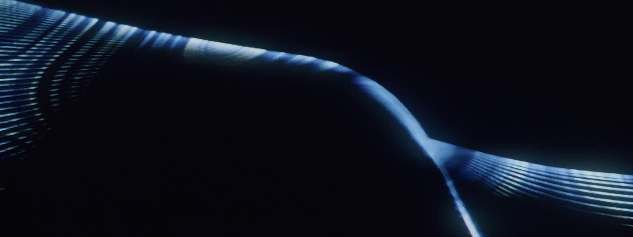 The screensaver has blue and white waves of lines that move