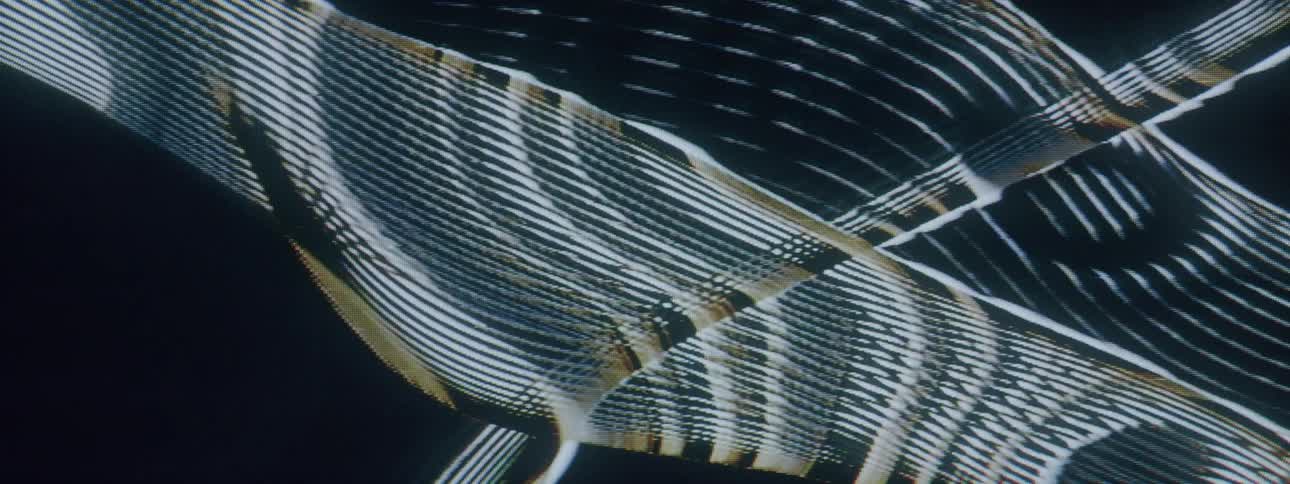 Abstract pattern of curved and wavy lines against a black background