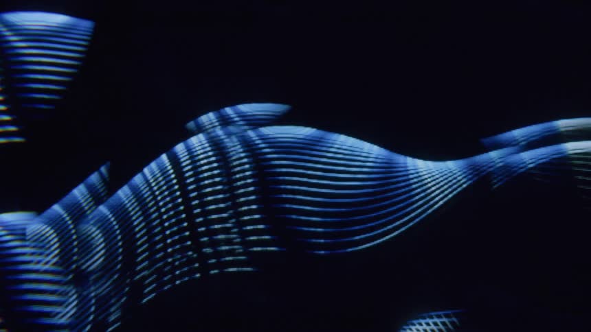Blue lines moving abstractly in an allblack environment