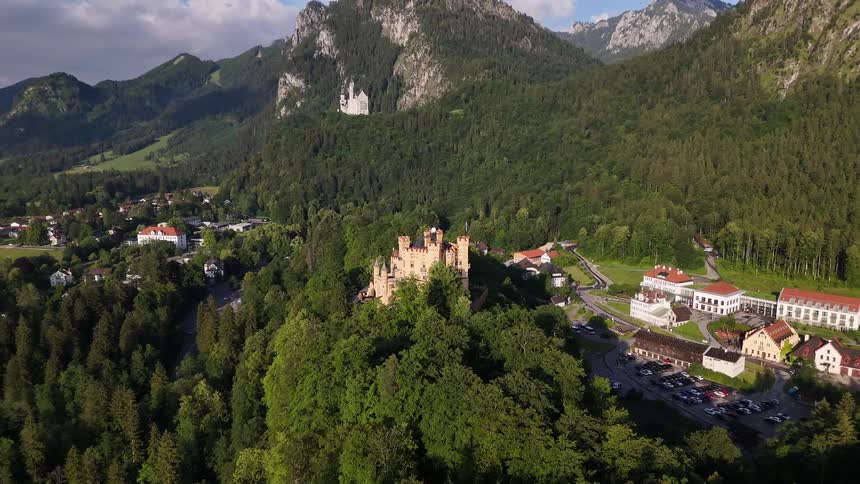 Aerial view of neuschwanstein castle in schwangau germany