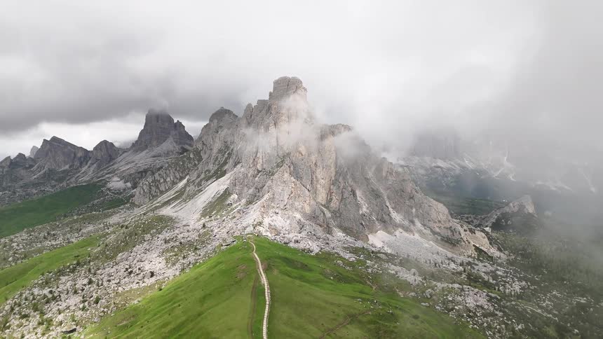 Natural landscape of a mountain valley on a cloudy day