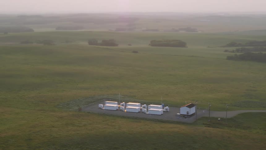 A battery grid storage generation station in a remote area