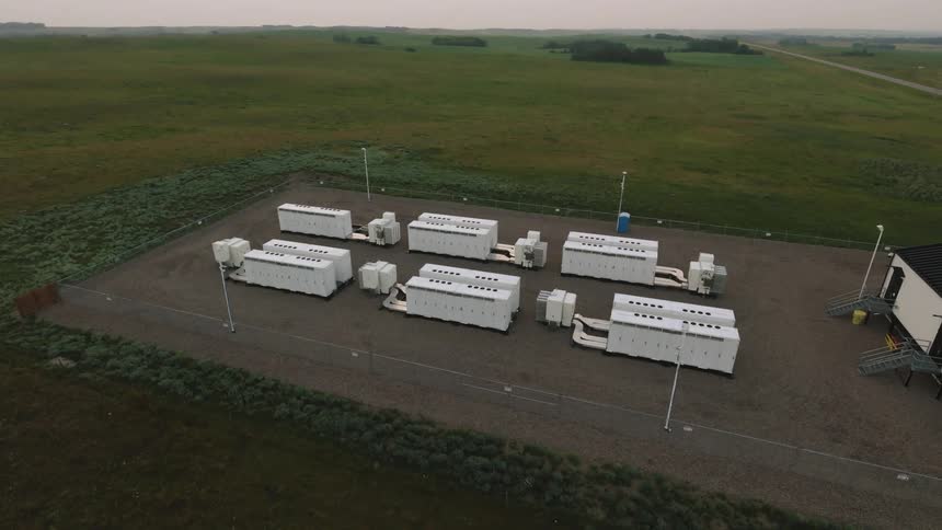 Panorama of power generators and in the field one morning