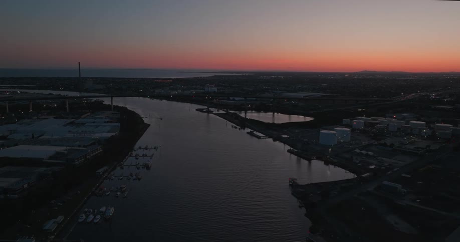 Ports located next to a river near a city