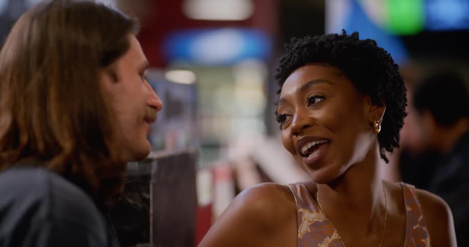 Portrait of a man and a woman talking smiling