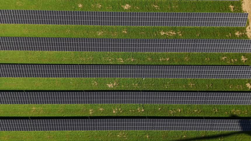 Solar panels in a field
