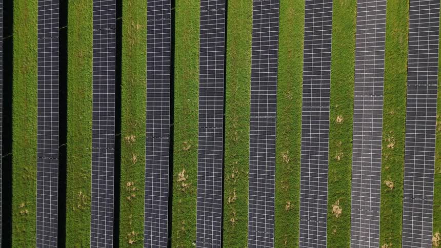 A zoom out of some solar panels