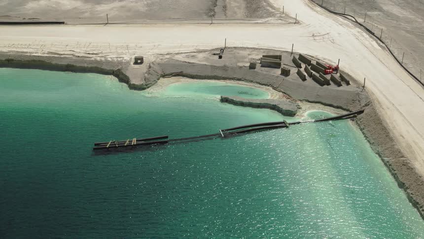 Aerial view of industrial chemical plant wastewater