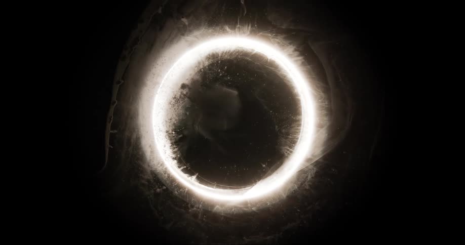 Bright ring of light surrounded by abstract darkness