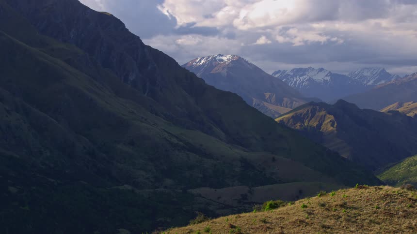 The mountains are covered with green