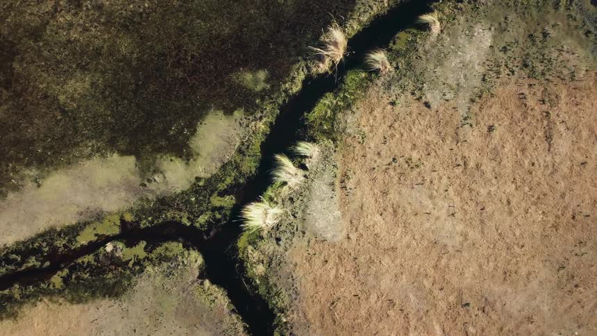 An aerial view of a landscape with a river
