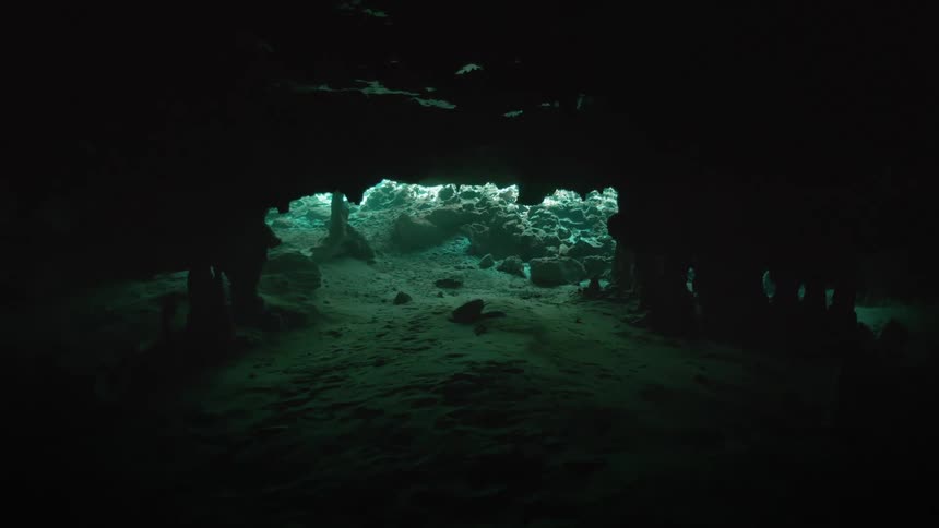 View of a cave inside the water
