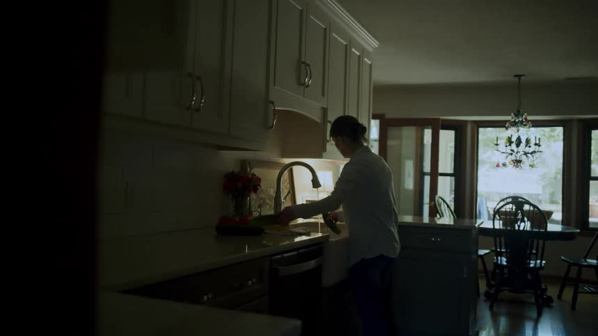 Woman washing dishes during the day