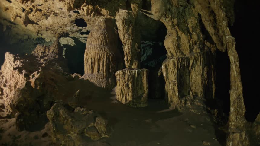 Geological cave submerged in the ocean