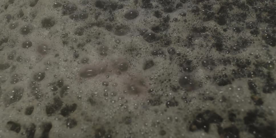 Liquid is bubbling and foaming