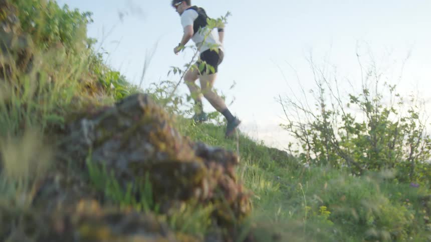 Man running up a hill