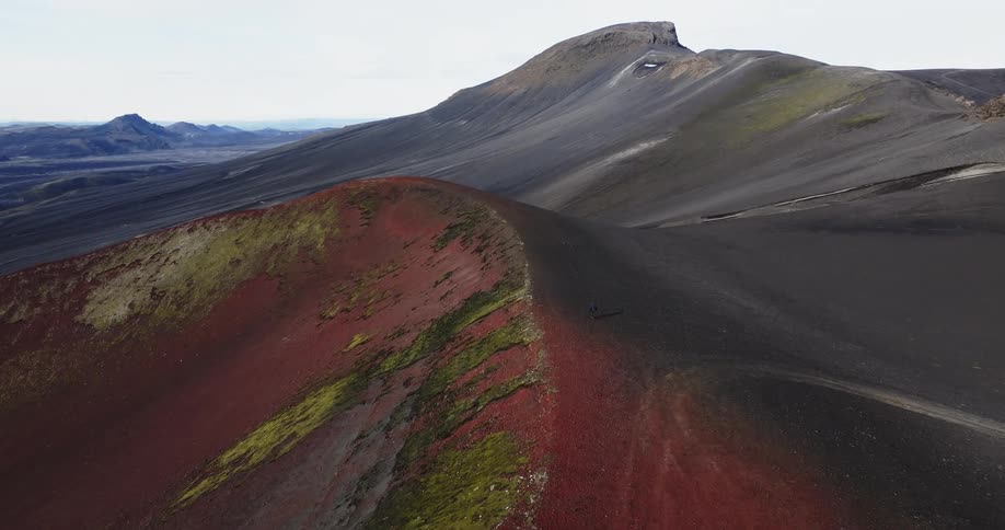 Aerial view of a plateau at the top of a mountain