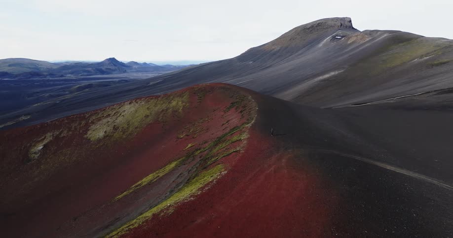 Aerial view of a plateau at the top of a mountain