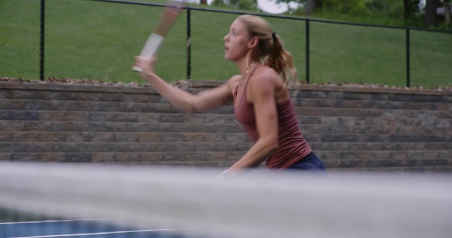A woman plays tennis