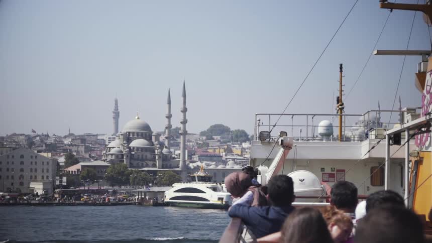 People are traveling on a ferry