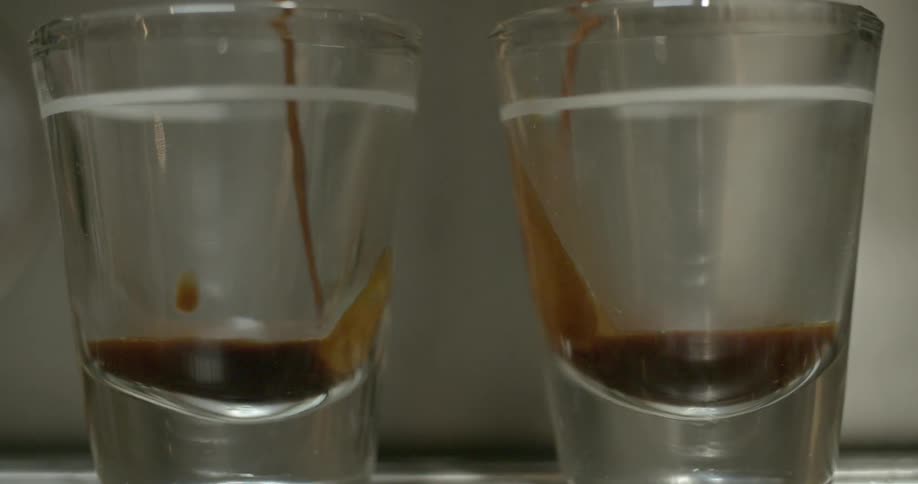 Liquor being poured into two shot glasses