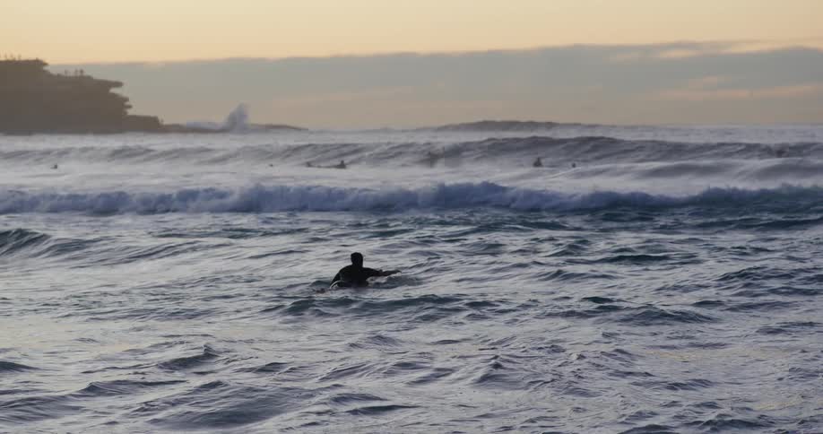 Surfers in the sea on a morning day
