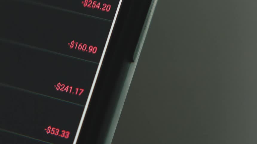 List of dollar amounts scroll on device display