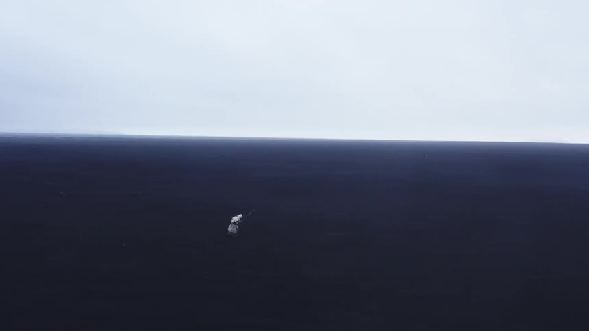 A person walks across the land