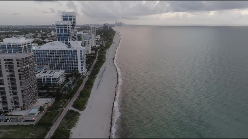 An aerial view of the coast